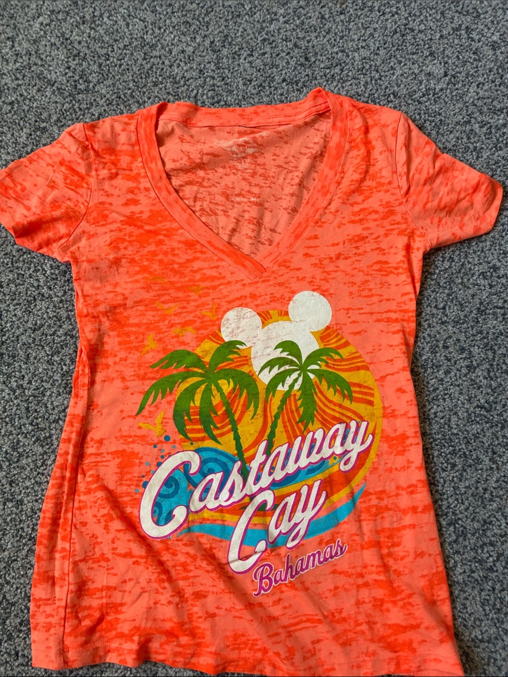 Disney Castaway Cay Orange Tie-Dye Tee